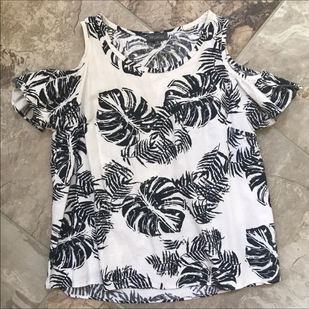 Tropical Shoulder Cut Out Top